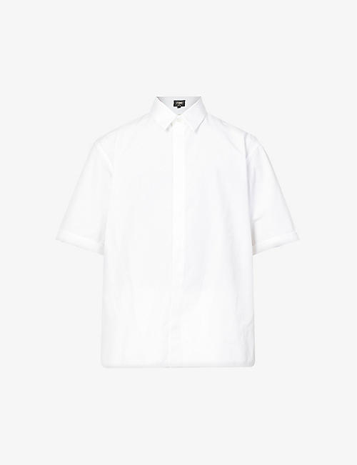 FENDI: Brand-embroidery cotton-poplin shirt