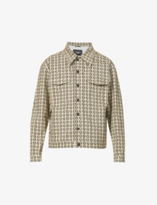 Fendi Ff-print Cotton-blend Twill Jacket In Bamboo