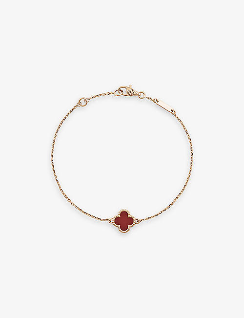 VAN CLEEF & ARPELS: Sweet Alhambra rose-gold and carnelian bracelet