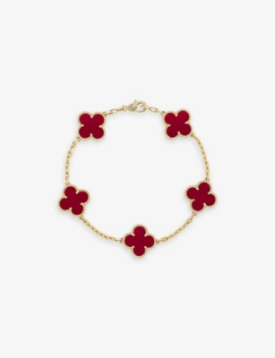 VAN CLEEF & ARPELS Vintage Alhambra yellow-gold and carnelian bracelet