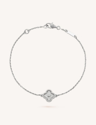 VAN CLEEF & ARPELS Sweet Alhambra white-gold and 0.08ct diamond bracelet