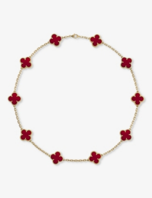 VAN CLEEF & ARPELS: Vintage Alhambra gold and carnelian necklace