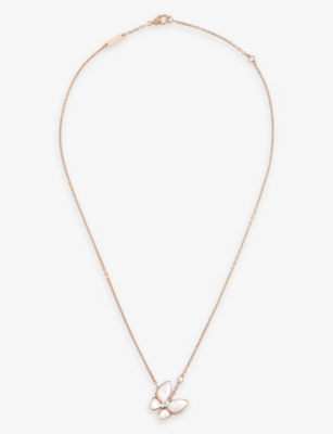 VAN CLEEF & ARPELS: Two Butterfly rose-gold, mother-of-pearl and 0.19ct marquise-cut diamond necklace