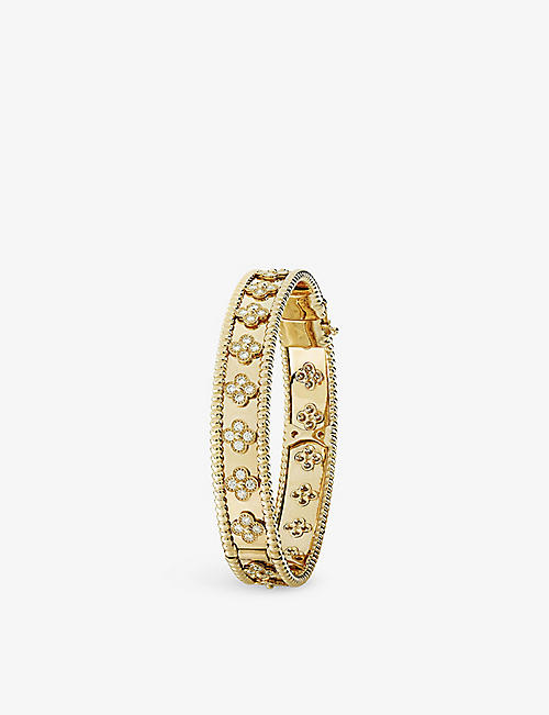 VAN CLEEF & ARPELS: Perlée Clover medium yellow-gold and 1.78ct brilliant-cut diamond bracelet