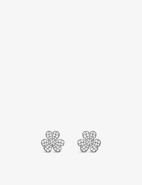 VAN CLEEF & ARPELS: Frivole small white-gold and 0.17ct round-cut diamond earrings