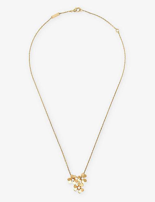 VAN CLEEF & ARPELS: Frivole mini 3-flower yellow-gold and 0.16ct round-cut diamond necklace