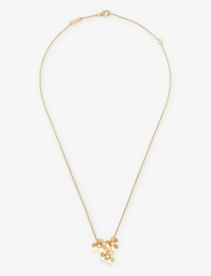 VAN CLEEF & ARPELS: Frivole mini 3-flower yellow-gold and 0.16ct round-cut diamond necklace