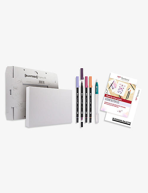 TOMBOW: Elegant Butterflies watercolouring canvas set of two