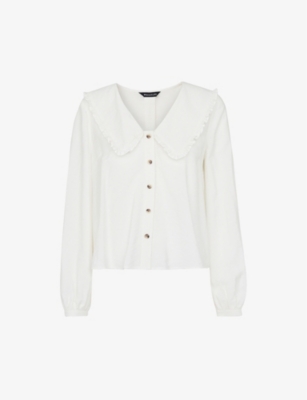 Whistles Oversized Collar Detail Woven Top In White