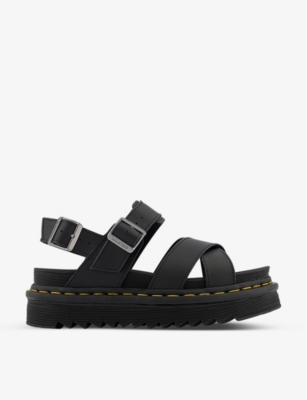 Shop Dr. Martens' Dr. Martens Women's Black Voss Ii Cross-straps Leather Sandals