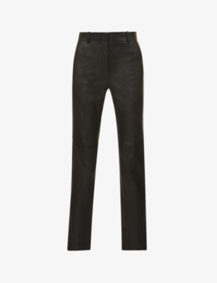 Shop Joseph Coleman High-rise Leather Trousers In Black