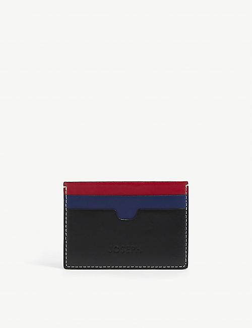JOSEPH: Colour-blocked brand-debossed leather card holder