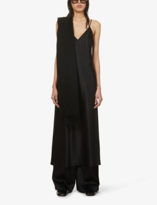 Shop Joseph Womens Black Clea Silk Strappy Midi Dress