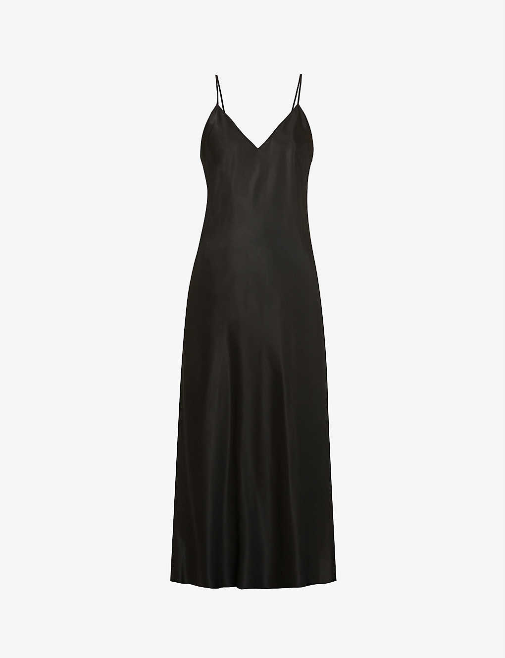Joseph Clea Silk Strappy Midi Dress In Black