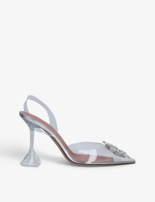 Amina Muaddi Begum Crystal-embellished Pvc Heeled Courts In Multi-coloured