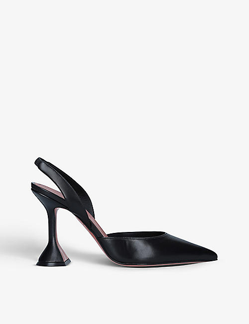 AMINA MUADDI: Holli pointed-toe leather slingback heels