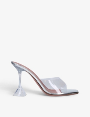 AMINA MUADDI: Lupita Glass square-toe PVC heeled mules