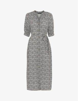 WHISTLES Olivia animal print woven midi dress
