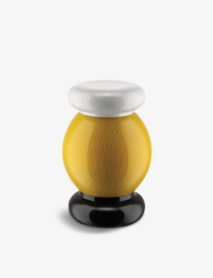 ALESSI: Ettore Sottsass painted beechwood salt and pepper castor 11cm
