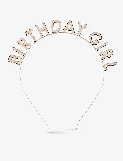 GINGER RAY: Birthday Girl rose gold-plated metal headband 19cm