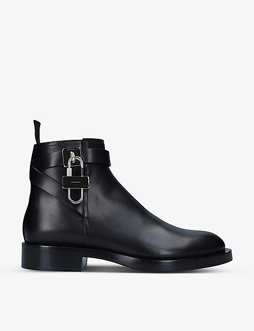 GIVENCHY: Lock leather ankle boots