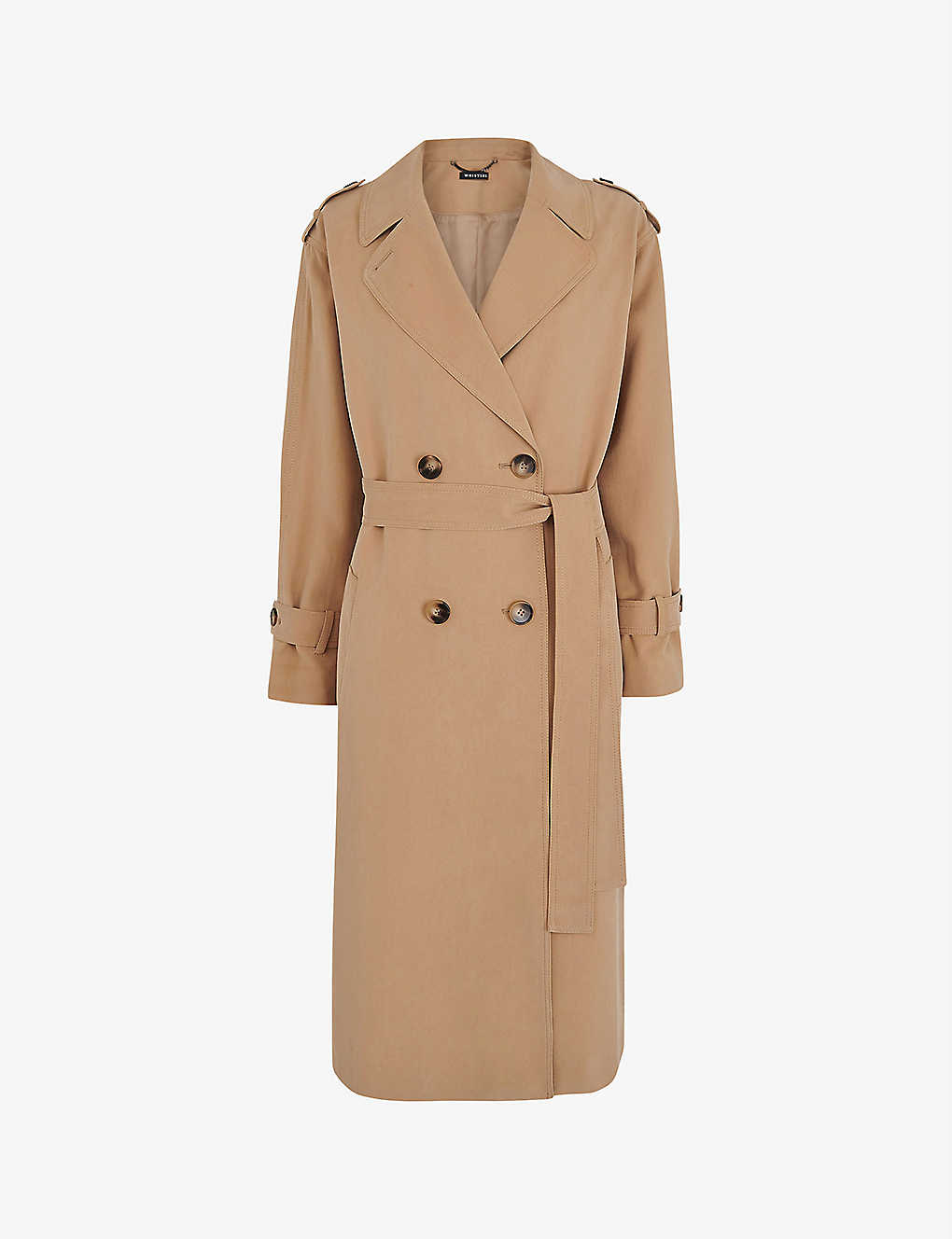 Whistles Riley Double-breasted Woven Trench Coat In Cream