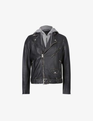 ALLSAINTS - Charter removable-hoody 2-in-1 leather jacket 