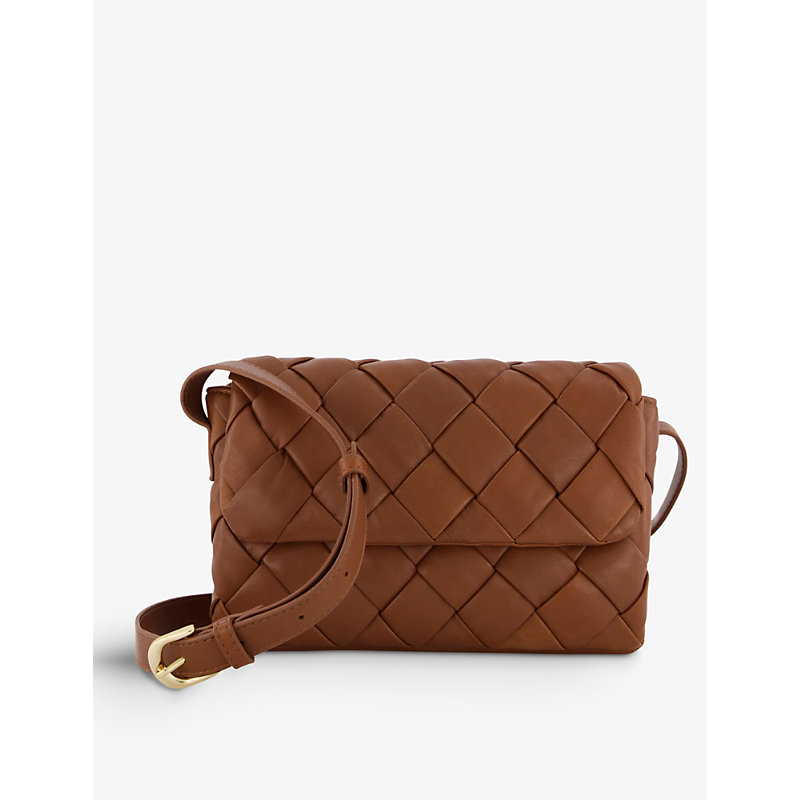 Dune Dempsey Woven Leather Cross-body Bag In Tan-leather