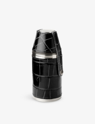 ASPINAL OF LONDON: Hunter stainless-steel and leather flask