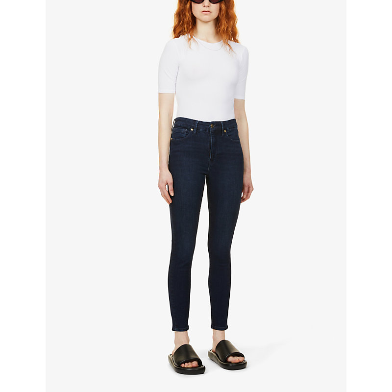 Shop Good American Good Legs Skinny High Rise Organic-cotton Stretch-denim Jeans In Blue