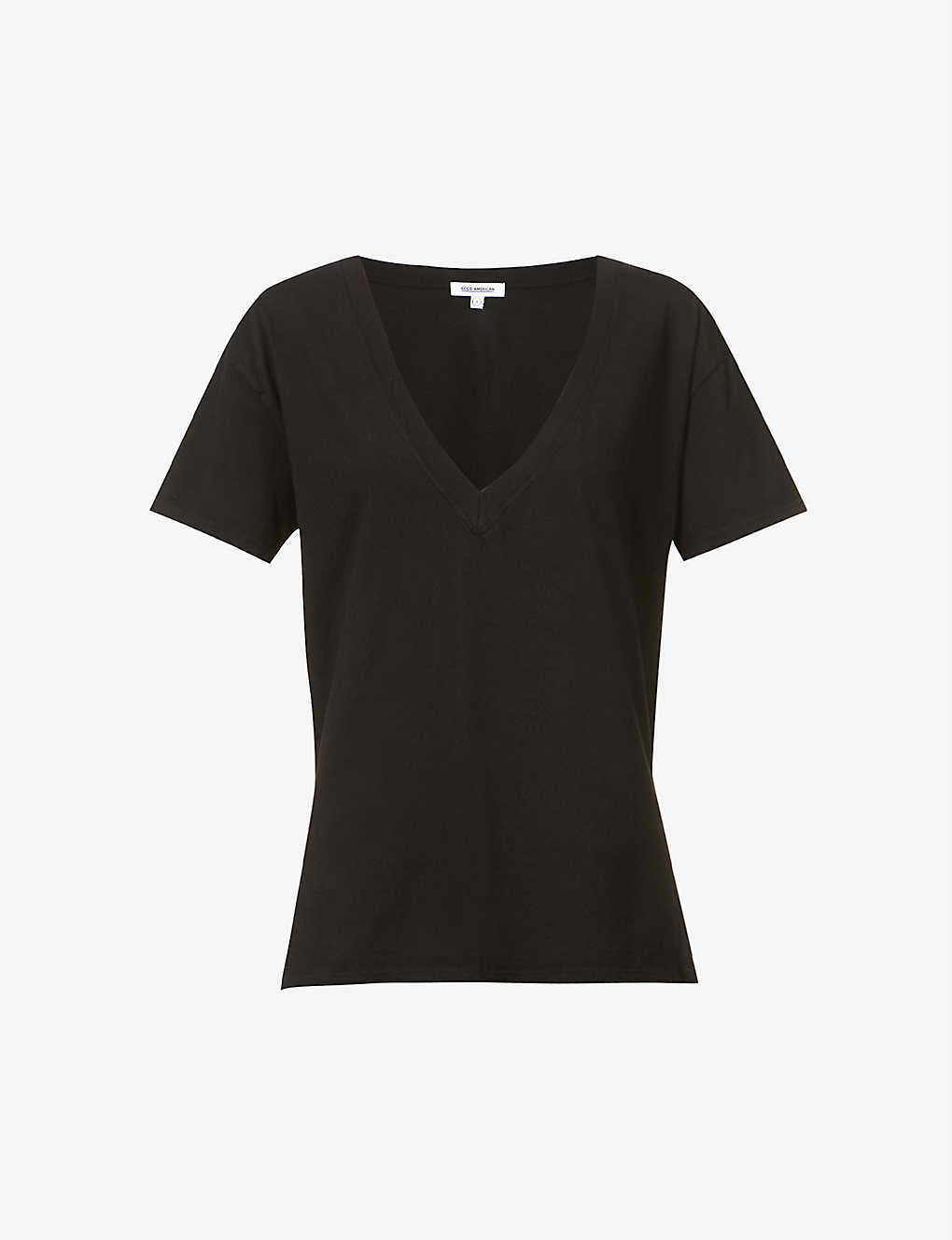 Shop Good American Women's Black001 V-neck Cotton-jersey T-shirt