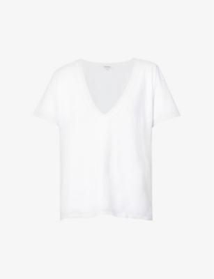 Good American Heritage V-neck Cotton T-shirt In White