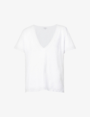 GOOD AMERICAN GOOD AMERICAN WOMEN'S WHITE001 V-NECK COTTON-JERSEY T-SHIRT,45310918