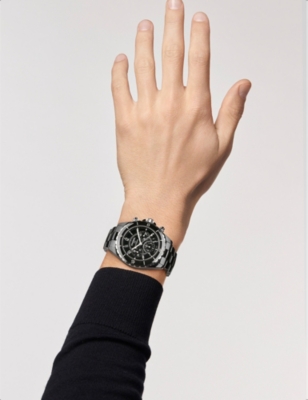 Pre-owned Chanel H0940 J12 Chronograph Ceramic And Stainless-steel Automatic Watch In Black/silver