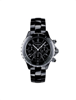 Pre-owned Chanel Womens Black/silver H0940 J12 Chronograph Ceramic And Stainless-steel Automatic Watch