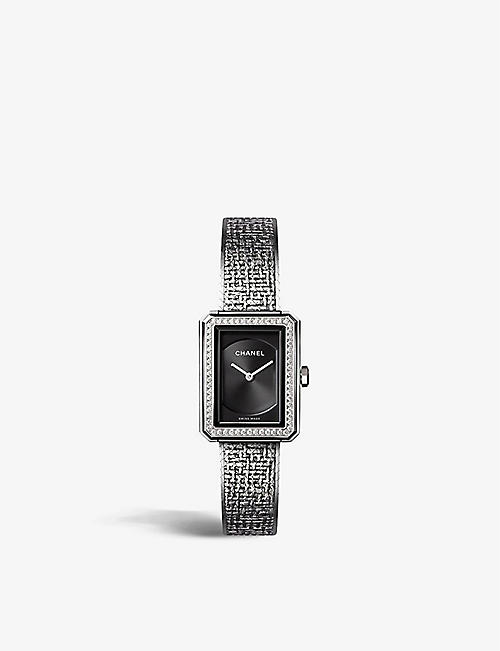 CHANEL: H4877 BOY-FRIEND steel and 0.37ct diamond quartz watch