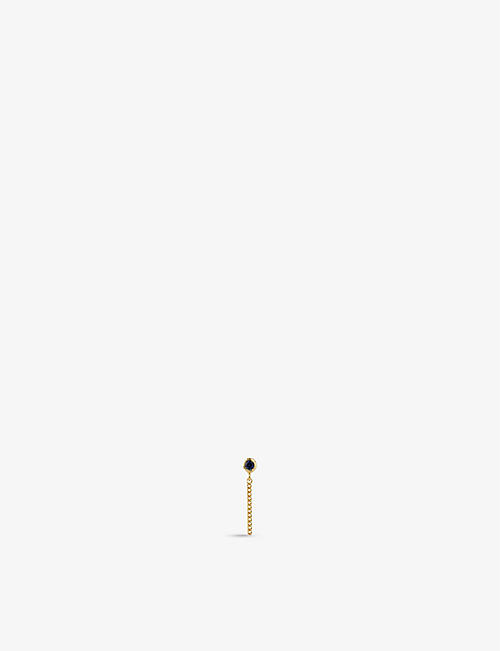ANNA + NINA: Chain-embellished 14ct yellow gold-plated sterling silver single stud earring