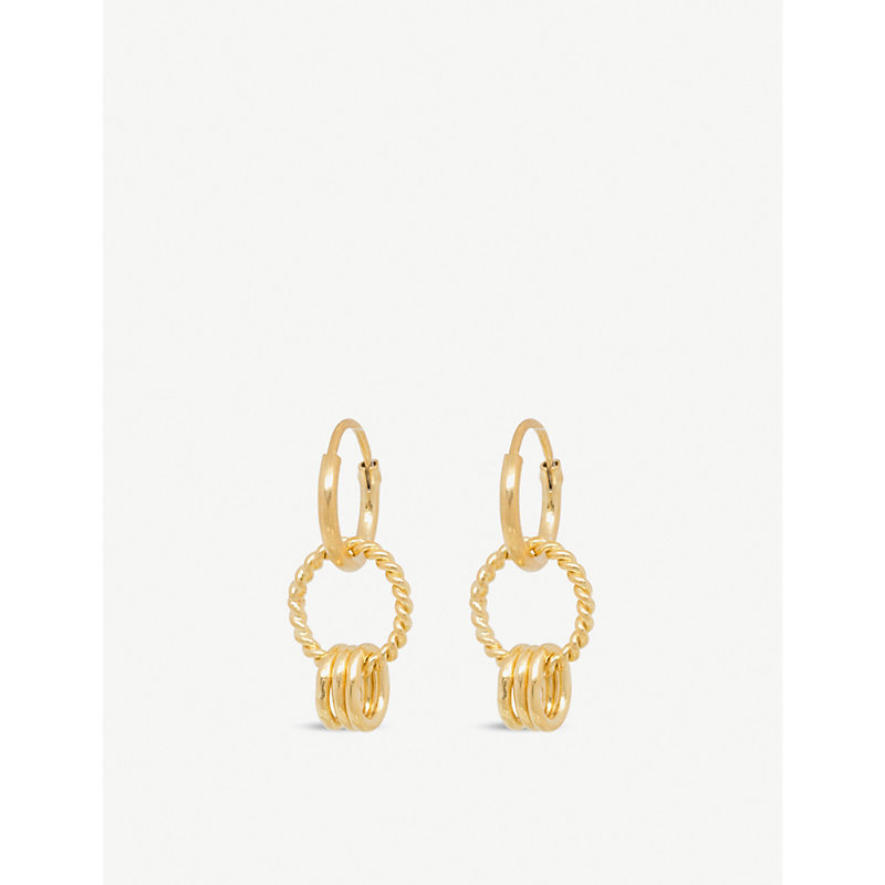 Anna + Nina Rope Multi-ring 14ct Yellow Gold-plated Sterling-silver Hoop Earrings