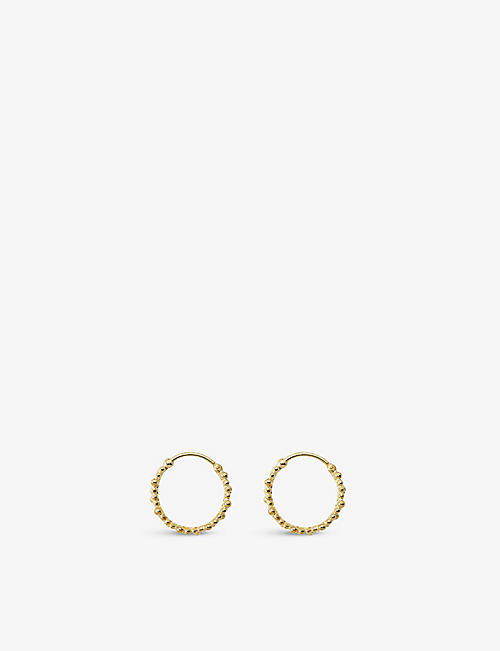 ANNA + NINA: Cluster small 14ct yellow gold-plated sterling-silver hoop earrings