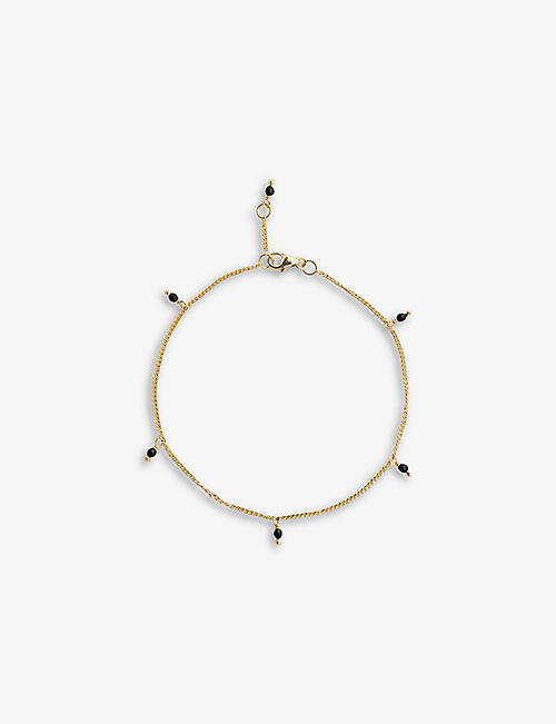 ANNA + NINA: Meteorite 14ct yellow gold-plated sterling silver and onyx bracelet