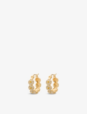 ANNA NINA Daisy 14ct yellow gold plated sterling silver hoop earrings Selfridges