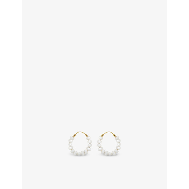 Anna + Nina Pearl Ring 14ct Yellow Gold-plated Sterling Silver And Seed Pearls Hoop Earrings