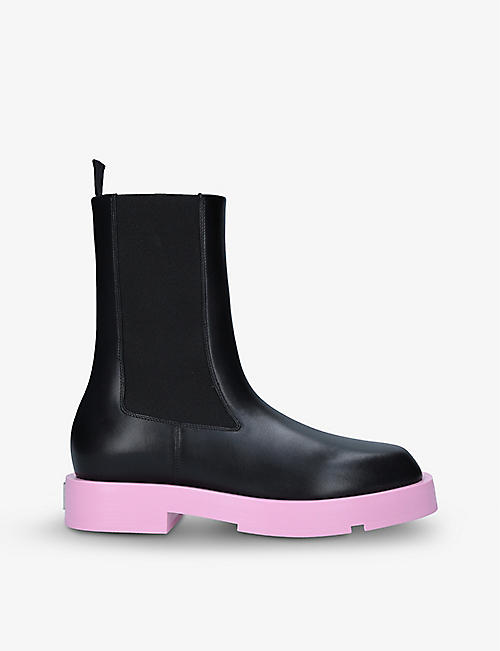 GIVENCHY: Square-toe high-top Chelsea boots