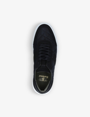 Shop Barbour Mens Black Liddesdale Quilted Shell And Woven Low-top Trainers