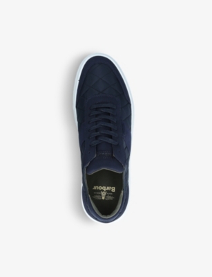 Shop Barbour Men's Navy Liddesdale Quilted Shell And Woven Low-top Trainers