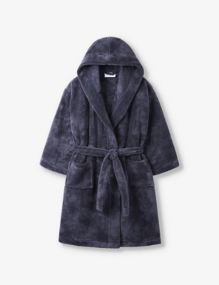 THE LITTLE WHITE COMPANY: Snuggly relaxed-fit hooded fleece robe 1-6 years