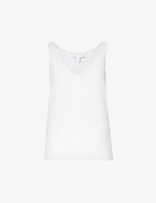 THE WHITE COMPANY: Lace-trim button-detail cotton vest