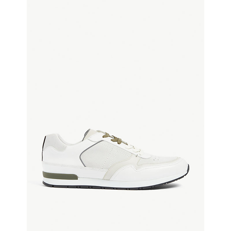 Ted Baker Mens White Flowem Panelled Leather Trainers 9