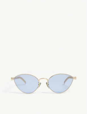 Gucci Gg0977s Metal Cat-eye Sunglasses In Gold