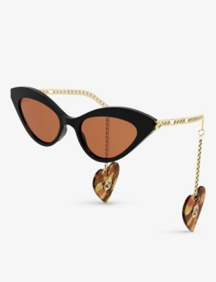 Gucci Gg0978s Cat-eye Frame Acetate Sunglasses In Black